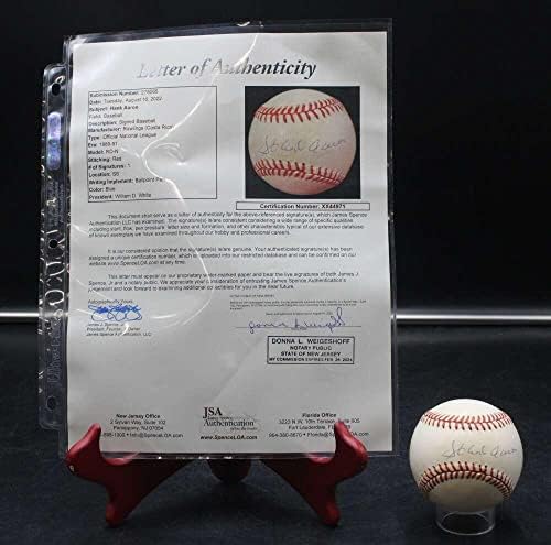 Hank Aaron Aláírt Rawlings Onl Baseball Fehér Autogramot Szövetség Loa D5825 - Dedikált Baseball