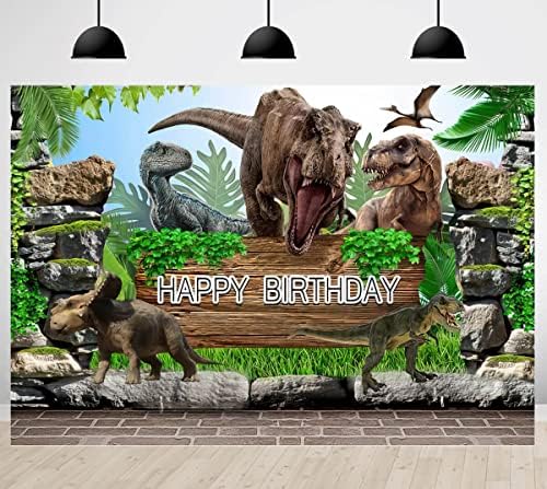 Dinoszaurusz Témájú Hátterekkel Fiúk Trópusi Dzsungel Boldog Születésnapi Party Fotózás Háttér Gyerekek Baba Zuhany Torta