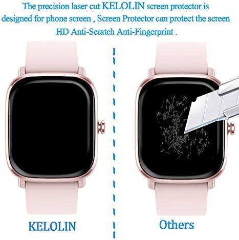 KELOLIN képernyővédő fólia forAmazfit GTS 2 Mini, Könnyen Telepíthető [3 Csomag] 3D Ívelt Edge Anti-Karcolás,Anti-Ujjlenyomat
