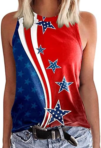 Július 4-Tartály Tetejét a Nők USA Zászló Nyári Alkalmi Ujjatlan Tshirts Ing Csillagok Csíkos Hazafias Edzés Tartály Tetejét