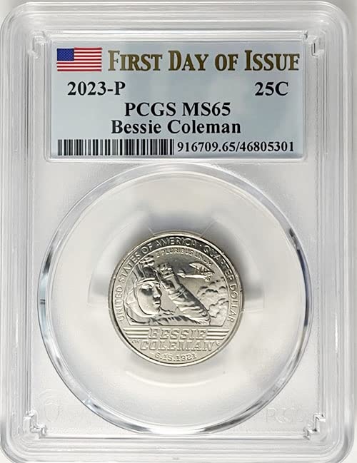 2023 P BU-Amerikai Nők Negyede Bessie Coleman Negyed MS 65 Első Nap a Kérdés Címke PCGS