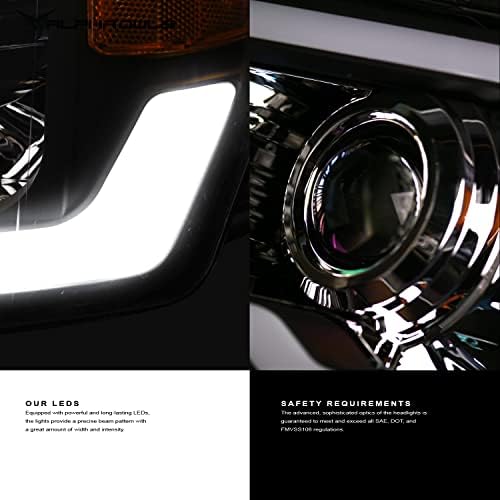 Alfa Baglyok 8710012 Teljes LED Projektor Fényszóró Fehér LED Bar - Chrome Amber Illik 2009-2014 Ford F150 Halogén Modellek