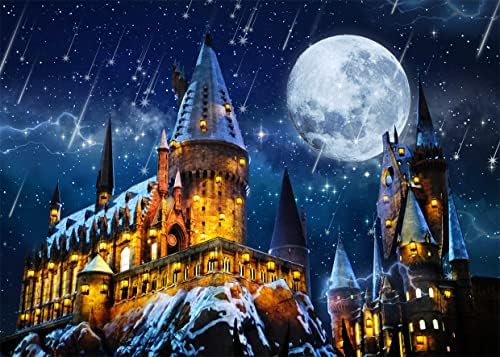 LYCGS 8X6FT Halloween Hátteret Magic Castle Iskolai Hátteret Varázsló Háttér Éjjel a Hold Háttérben Gyerekek Szülinapi Buli