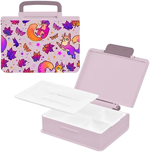 BOENLE Macska Pillangó Maple Leaf Bento Ebédet a Gyerekek Bento Box, 3 Rekesz,Ebéd Konténerek Beépített Újrafelhasználható